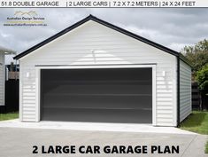 two large garages are shown in front of each other