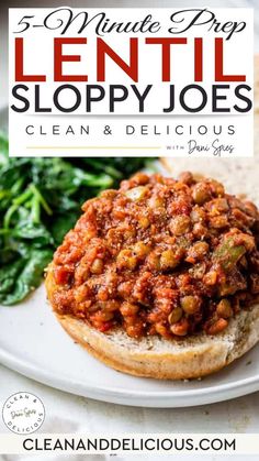 a sandwich with lentil sloppy joes on it