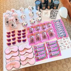 a table topped with lots of candy and decorations