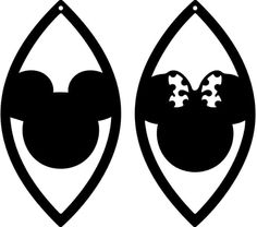 two black and white mickey mouse heads on top of each other, with leaves around them