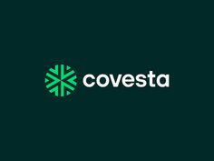 the logo for covesta is shown in green and white on a black background