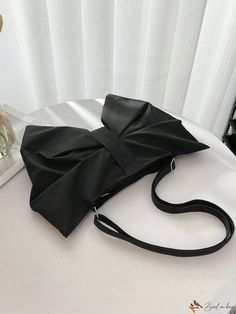 Bird in Bag - Womens Irregular Shaped Bowknot Crossbody Bag in Black - 1 Piece Novelty Bags, Bird In Bag, Bag Bag, Embroidery Details, Square Bag, Leather Material, Crossbody Shoulder Bag, 1 Piece, Crossbody Bag