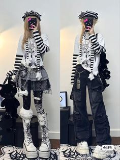 Y2k Fashion Kawaii, Harajuku Outfit Ideas, Harajuku Fashion Dti, Dark Harajuku Fashion, Visual Kei Style, White Platform Outfit, Visual Kei Fashion Outfits, J Fashion Street, Japanese Fashion Street