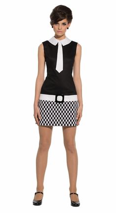 Mod Style Black/White Checkered Dress with Tie – Marmalade-shop Mod Clothing, Black White Checkered, Mod Style, Northern Soul, Checkered Dress, Black White Dress, Mod Fashion, Mod Dress, Dress With Tie