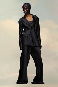 Satin Suit, Gender Fluid Fashion, Oversized Pants, Fabulous Style, Black Herringbone, Satin Jackets, Oversized Blazer, Double Breasted Blazer, Black Suits