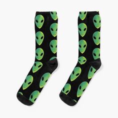 Super soft all-over printed knit socks with extra cushioning in the sole. Suitable for men and women. Aliens are something that scares me but i love their designs Green Socks, Knit Socks, Socks For Sale, Aliens, Knitting Socks, Science Fiction, Multi Color, Socks, Neon