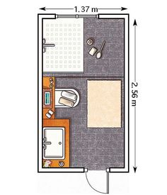 the floor plan for a small bathroom is shown