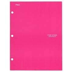 a pink five star binder on a white background