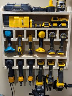 a shelf filled with different types of tools