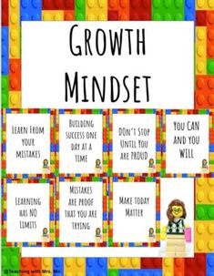 the growth minds poster with legos on it and instructions for each individual to use