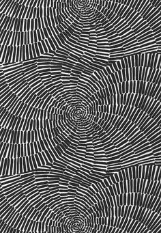 an abstract black and white pattern with wavy lines in the center, as if it is going