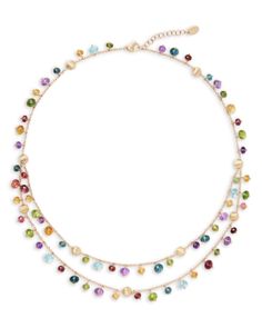 Marco Bicego 18K Yellow Gold Africa Multi Gemstone Dangle Double Strand Statement Necklace, 16.5 Marco Bicego, Statement Necklace, Jewelry Accessories, Yellow Gold, Gemstones, Yellow, Gold