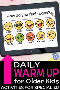 an ipad with the text daily warm up for older kids to learn how to use it