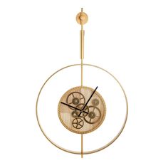 a clock that is inside of a circle with two pendulums on each side and an arrow in the middle