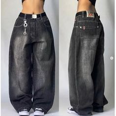 Y2K New Jeans Women‘s Harajuku Hip-hop Vintage Grey washing Baggy Jeans Gothic Wide Leg Wide Trousers Street wear JIANGLANG - Walmart.com Black Baggy Jeans, Streetwear Jeans, Autumn 2024, Pants Fit, Loose Fabric, Loose Jeans, Y2k Style, Style Streetwear, Baggy Jeans