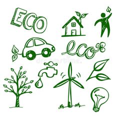 green eco icons and symbols royalty illustration