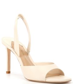 Antonio Melani Lyssa Leather Slingback Sandals | Dillard's Sling Back Sandals Heels, Sling Back Sandals, Cream Heels, Back Sandals, 2024 Outfits, Leather Socks, Halter Strap, Slingback Sandals, Antonio Melani