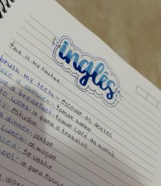 an open notebook with writing on it and the words'my kids'written in blue ink