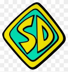 a yellow and blue logo with the letter s in it's center, on a white background