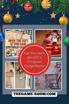 christmas cards with the words can you open the gif? a christmas escape room?