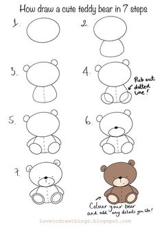 how to draw a teddy bear in 7 steps step by step drawing instructions for kids