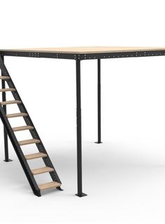 a table that has stairs on the side and a ladder to climb it up from the top