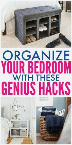 an organized bedroom with genius hacks and lots of diy tricks to make it look like