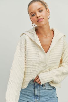 knit collared sweater , ivory sweater, v-neckline knit sweater, ribbed sweater, cropped sweater, fall sweater, fall fashion, fall outfit inspo, outfit inspo 2023, fall outfit, winter fashion, winter outfits, winter sweater, ootd, ootn, travel outfit, sweater, going out outfit, everyday outfit, date night outfit, online shopping, Christmas outfit, clothing brand, online clothing store, concert fashion, aesthetic fashion, holiday fashion, trendy fashion, pumpkin patch outfit, thanksgiving outfit