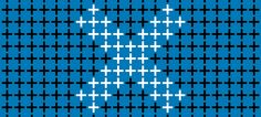 a cross is shown in the middle of a blue and black background with white crosses