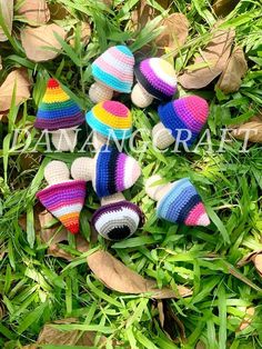 small crocheted slippers laying in the grass