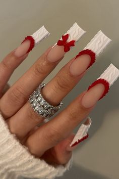 #christmas #christmasnailart #christmasnailartdesigns #christmasnailideas Cute Christmas Nail Designs, Long Square Nails, Candy Cane Nails, December Nails, Hard Nails, Spring Nail Trends, Cute Christmas Nails, Christmas Nail Art Designs, Classy Acrylic Nails