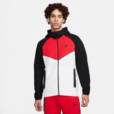 Nike Tech Fleece Red, Red Nike Tech, Nike Clothes Mens, Nike Clothes, Nike Sportswear Tech Fleece, Boys Fits, Windrunner Jacket, Buy Hoodies, Mens Zip Hoodie