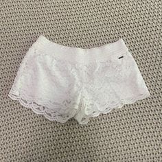 Never Worn, Nothing Wrong With Them. Tts - Fits 26-27. White Lace. Open To Reasonable Offers. Dress Up Or Down! Hollister Shorts, Lace Shorts, Women's Intimates, White Lace, Hollister, Color White, Dress Up, Womens Shorts, Lace