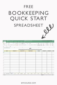 the free bookkeeping quick start spreadsheet