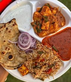 a white plate topped with different types of food