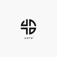 the logo for untd is shown in black and white, with an oval shape