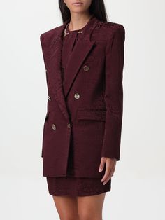 Blazer ELISABETTA FRANCHI Woman color Burgundy Burgundy Blazer, Crepe Blazer, Italian Fashion Designers, Wool Blazer, Italian Fashion, Blazers For Women, Woman Colour, Double Breasted, Color Design