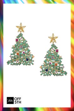 A Pair Of Festive Earrings By Eye Candy La Are Designed In The Shape Of Christmas Trees. The Trees Are Encrusted By Vibrant Cubic Zirconia Stones Of Different Shapes And Accented With A Shimmery Star Piece At The Top. Goldtone Brass Cubic Zirconia Push Back Imported Size Drop, About 2 Click Here For A Guide To Jewelry &. Center Core - W Jewelry > Saks Off 5th > Barneys Warehouse. Eye Candy La. Green Christmas Tree, Branded Gifts, Fashion Jewelry Earrings, Digital Gift Card, Drop Earring, Green Christmas, Bar Necklace, Different Shapes, Eye Candy