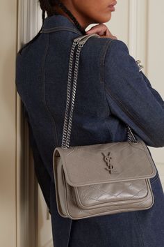 Bag Wishlist, Patent Leather Bag, Bag Obsession, Grey Bag, Modesty Fashion, Yves Saint Laurent Bags