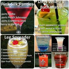 different types of drinks with names and pictures