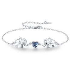 PRICES MAY VARY. Elephants Bracelet: Elephant is symbol of good health and good luck. And wear the inspirational ankle bracelet remind you never forget how strong you are. Elephant jewelry gift for women, girls & teens. Cute Animal Bracelet: White gold plated real sterling silver elephant anklet, elephants are a symbol of luck ;wear these to have great Luck. Tarnish resistant, nickel-free, lead-free Elephants Hearth Crystal Bracelets: 925 Sterling Silver Hearth Crystal Pendant: 10mm*6mm (0.39inc Adjustable Sterling Silver Charms Bracelet Gift, Adjustable Sterling Silver Charm Bracelet For Birthday, Adjustable Sterling Silver Charm Bracelet For Birthday Gift, Frog Bracelet, Elephant Anklet, Daughter Best Friend, Animal Bracelet, Elephant Jewelry, Silver Elephant