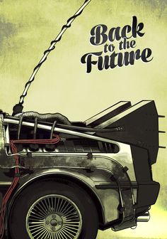 the back to the future movie poster with an old timey car and chain attached to it