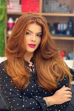 Copper-Toned Long Layered Thick Hair Layered Lace Front Wigs, Human Lace Wigs, Celebrity Wigs, Long Hair Wigs, Wigs Synthetic