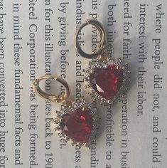 ♥️MATCHING NECKLACE HERE: https://www.etsy.com/ca/listing/1201621139/red-heart-gem-necklace-18k-gold-plated?ref=shop_home_active_5&frs=1 14k Gold Plated Brass Huggies with Red CZ Gem Hearts 🥰  Please read, SHIPPING POLICY:  🇨🇦 I offer FREE shipping to all orders in Canada! To keep shipping costs affordable, I use standard/lettermail UNTRACKED (5-10 business days approximately) If you want tracked and/or faster shipping, upgrades are available at checkout. Heart Gem, Huggie Earrings Gold, Gelang Manik-manik, Red Heart Earrings, Studs Gold, Gelang Manik, Jewelry Lookbook, Earrings Cute, Earrings Red