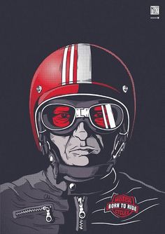 a man wearing a helmet and goggles on top of a black background with the words american born to ride