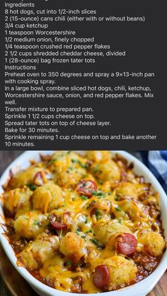 the recipe for this casserole is shown in two different languages, and includes ingredients to make it