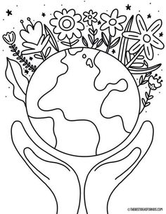 hands holding the earth with flowers on it