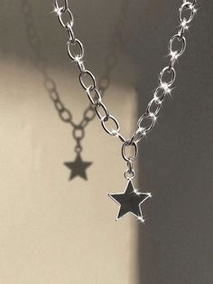 Black Star Necklace, Y2k Chain Necklace, Streetwear Necklace, Y2k Necklaces, Y2k Chain, Gothic Minimalist, Shein Jewelry, Star Accessories, Black Chain Necklace