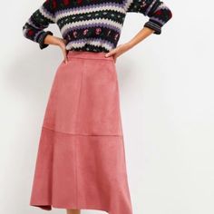 Viscose, Mac Silhouette, Side Zip, Machine Wash. Never Worn, Tags On. Fall Pink Pleated Skirt, Pink Fall Midi Skirt, Pink Midi Skirt For Fall, Relaxed Pink Skirt For Fall, Midi Circle Skirt, Jacquard Midi Skirt, Navy Mini Skirt, Denim Skirts Knee Length, Mesh Maxi Skirt