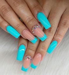 Girls Nail Designs, Fancy Nail Art, Aqua Nails, Purple Acrylic Nails, Pretty Nail Designs, Long Acrylic Nails Coffin, Soft Gel, Girls Nails